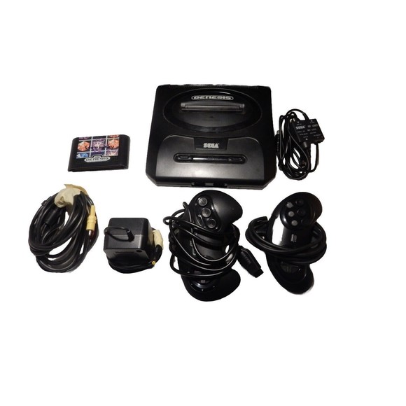 SEGA Genesis II Console Black-q1 Complete With 4 Games. 2 Controller, All Wires! - Picture 1 of 14